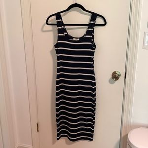 Navy striped midi dress